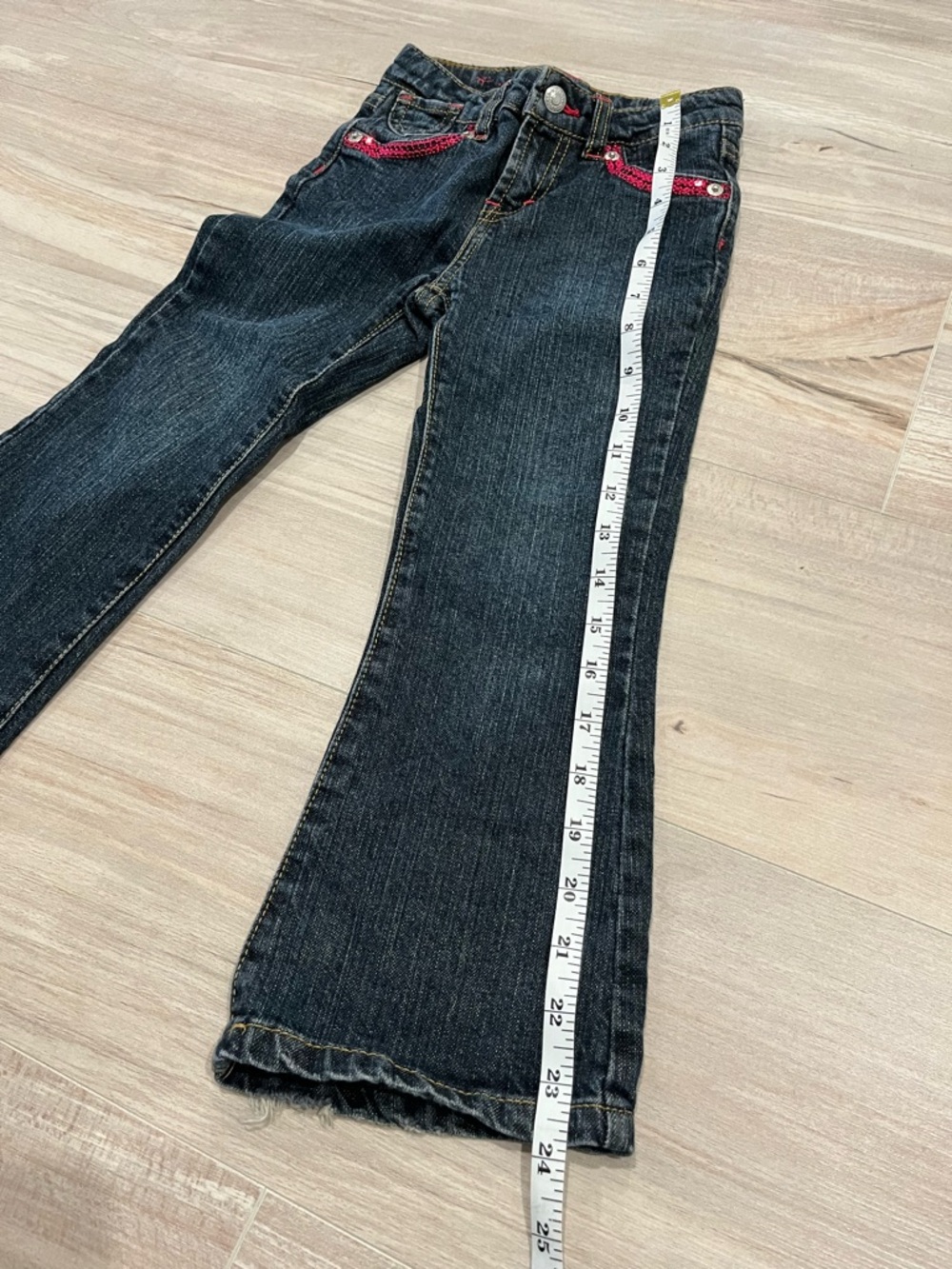 Levi's Girls Dark Blue Denim Bootcut Jeans with Pink Sequin Accents Size 4T - Picture 10 of 12